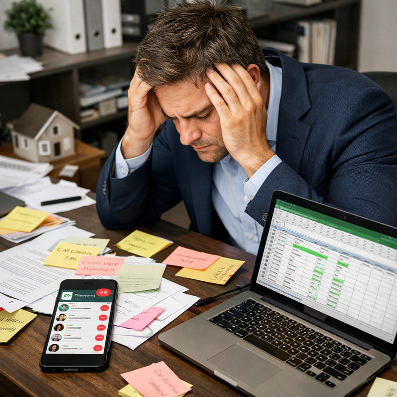 Agente inmobiliario con caos operativo: WhatsApp, Excel y notas desordenadas